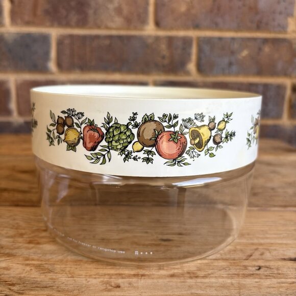 PYREX SPICE OF LIFE See-N-Store GLASS CANISTER CONTAINER 4" x 6" vintage 1970's - Picture 1 of 12